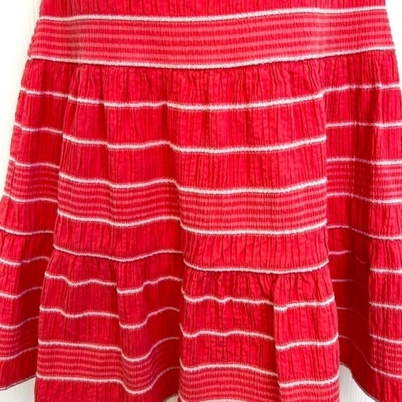Max Edition - Coral White Stripe Drop Waist Sleeveless Midi Dress Size Medium - Picture 3 of 11